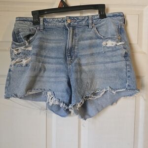 American Eagle Outfitters Light Blue Distressed Jean Shorts